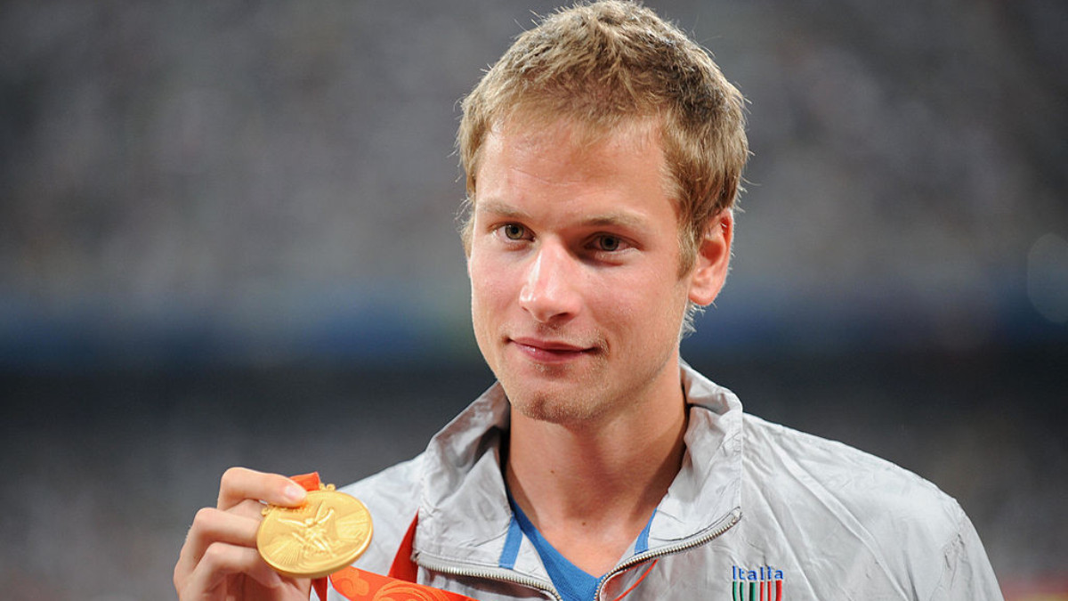 Alex Schwazer after winning the 50km race walk medal ceremony in Beijing 2008. GETTY IMAGES
