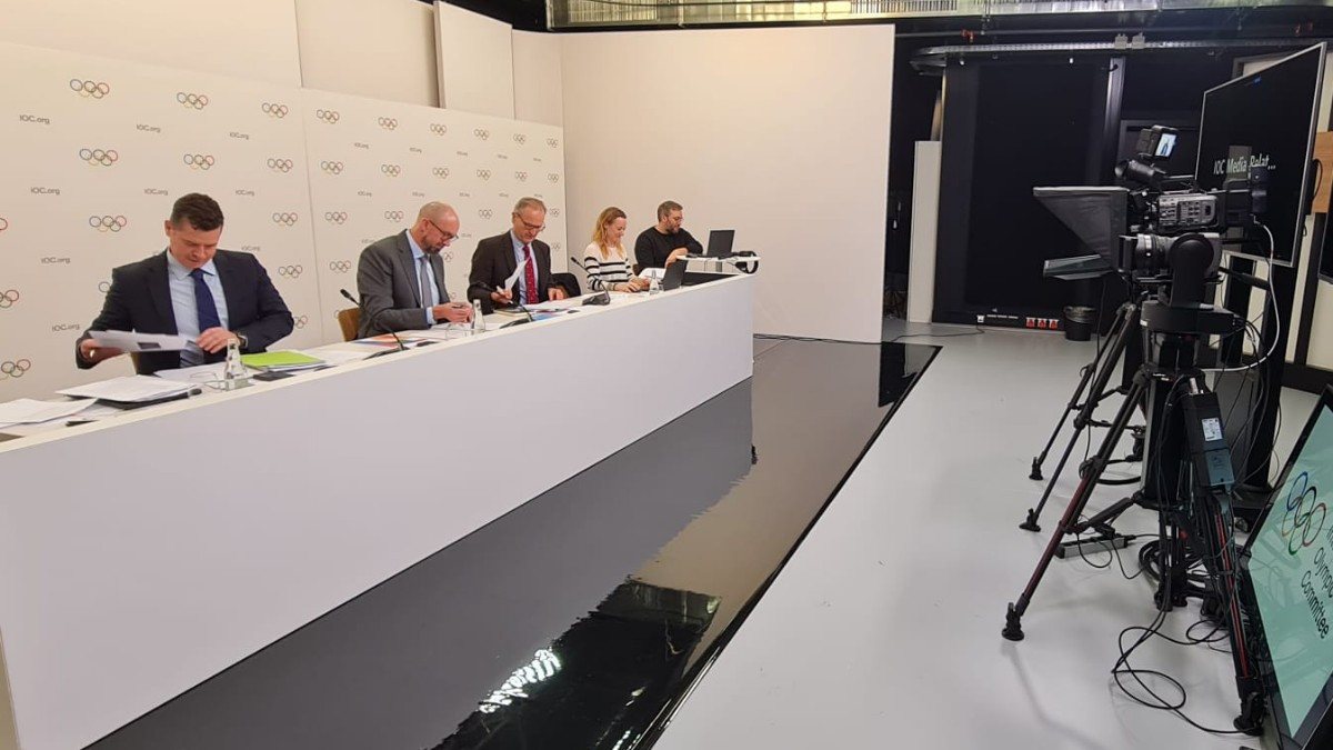The press conference was held at the IOC headquarters. X' / IOC MEDIA