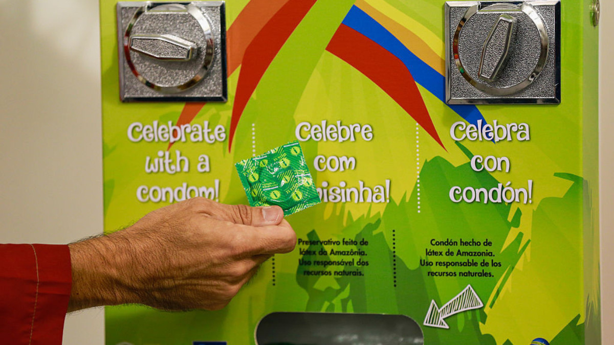 A condom dispenser in the Olympic and Paralympic Village at Rio 2016. GETTY IMAGES