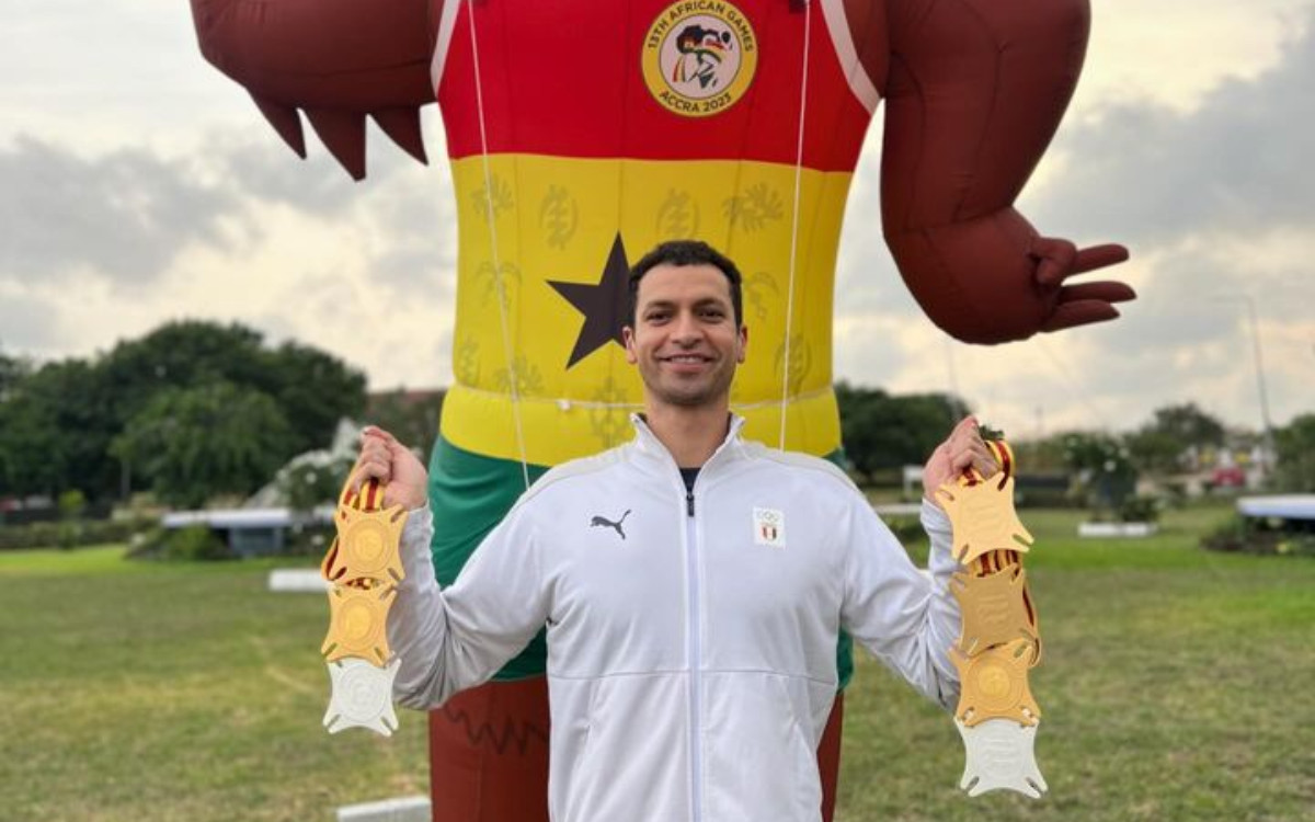 Elkamash, with his five gold and two silver medals won at Accra 2023. INSTAGRAM