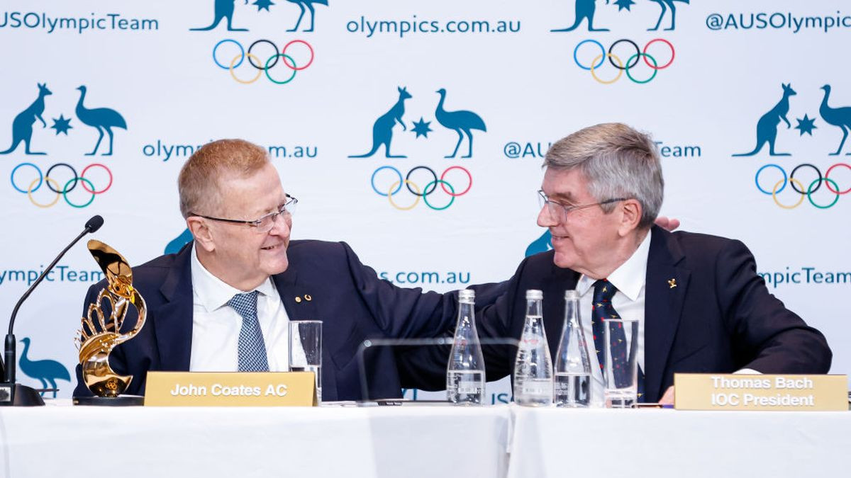 John Coates AC and Thomas Bach, President of the International Olympic Committee during the Australian Olympic Committee 2022. GETTY IMAGES