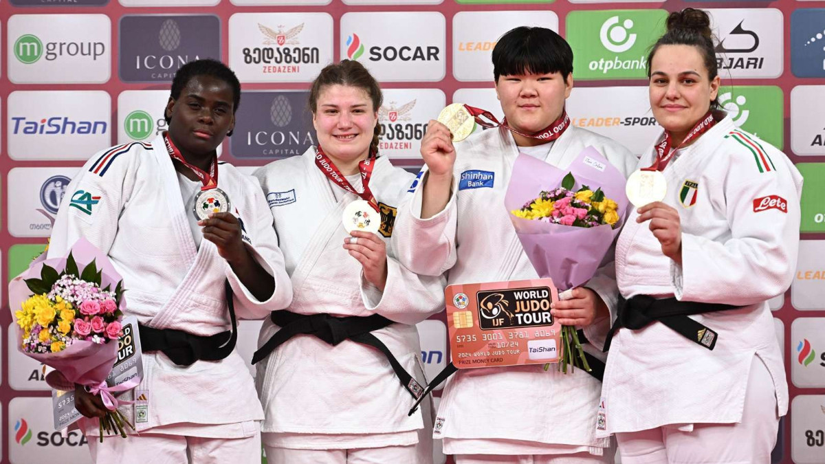 The medallists in the women's +78 kg category. IJF