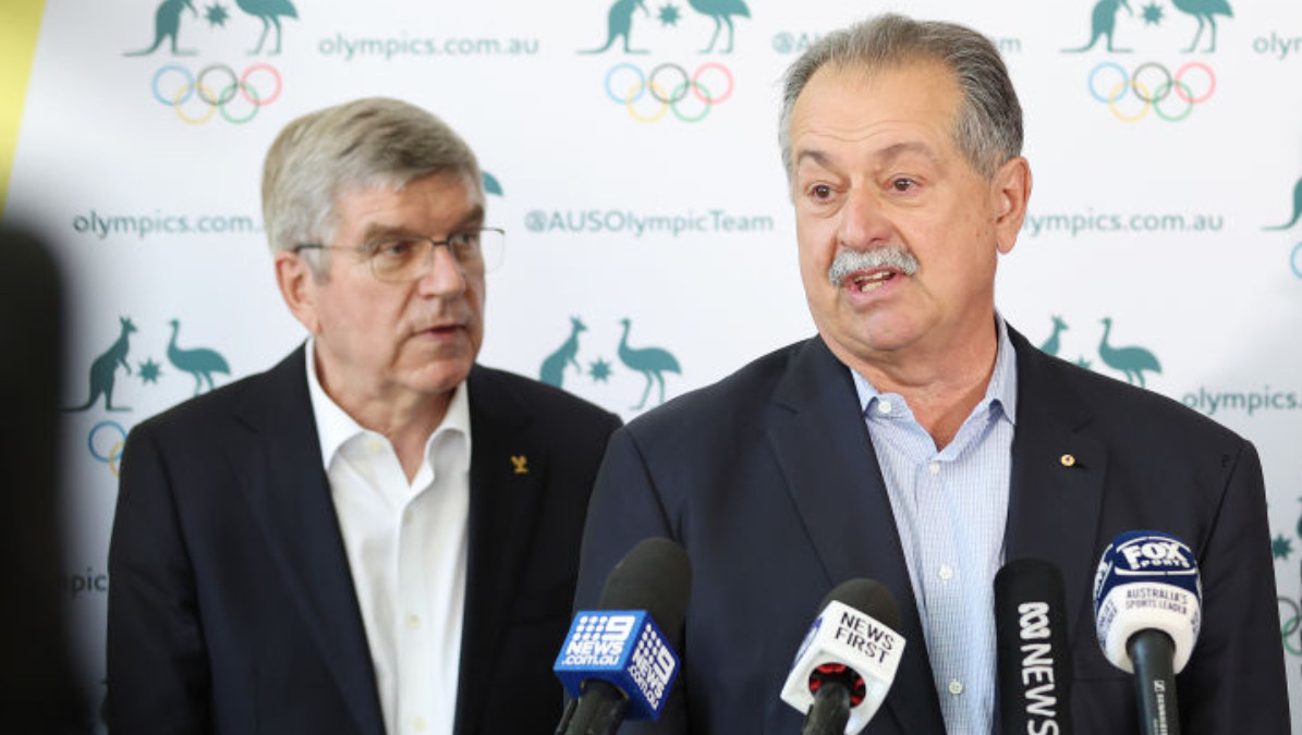 Andrew Liveris speaks during a media update for the Brisbane 2032 Olympic Games. GETTY IMAGES