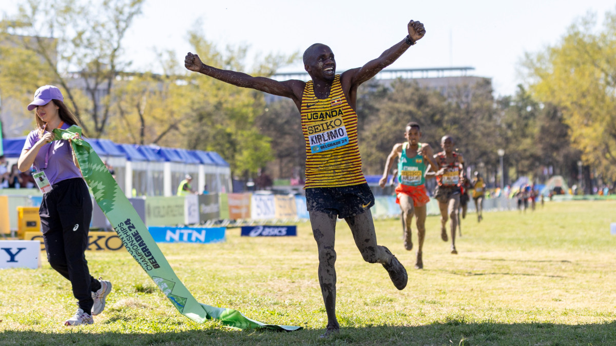Jacob Kiplimo confirmed his status as the world's best cross-country runner in Belgrade. GETTY IMAGES