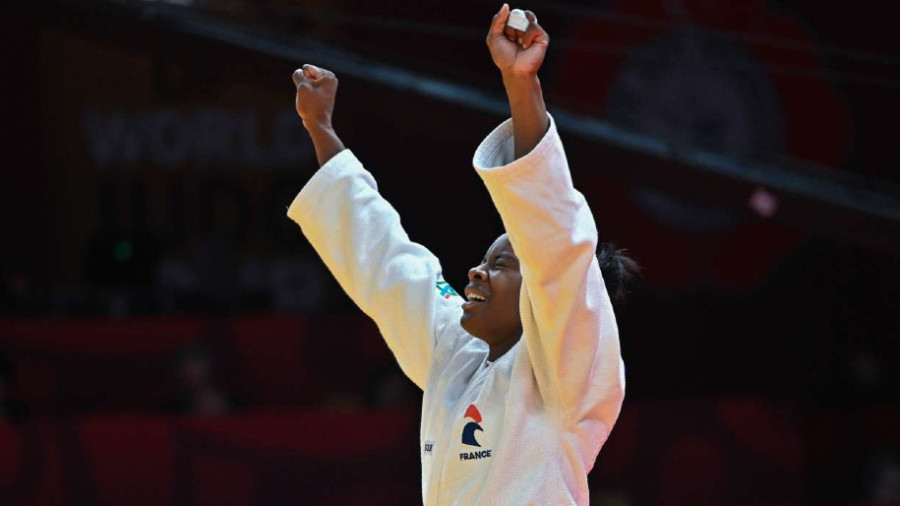Madeleine Malonga (France) celebrating her victory in the women's 78 kg category. IJF