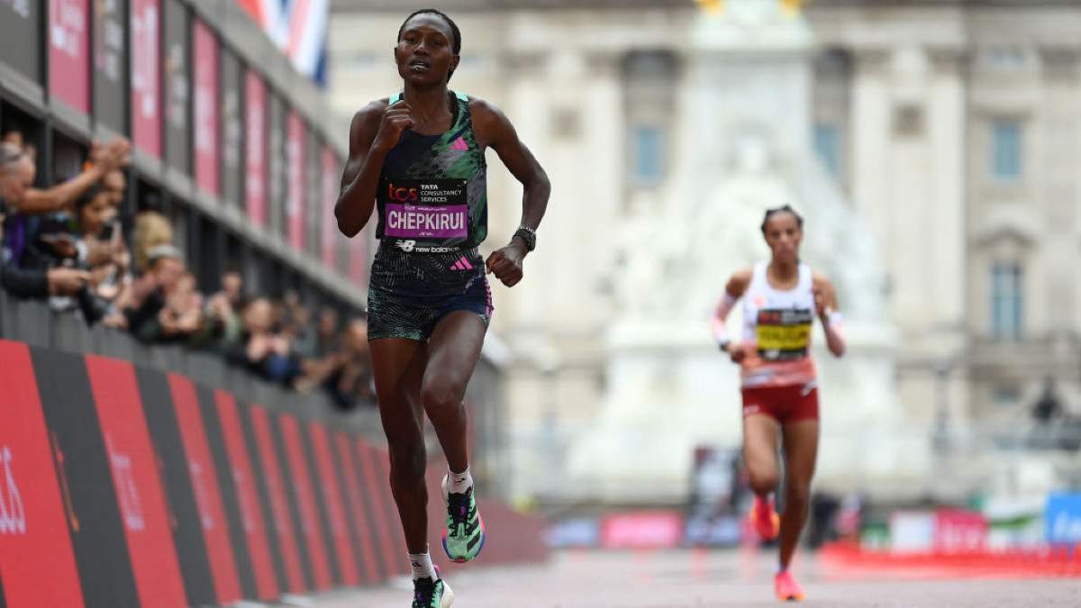 Kenya's Peres Jepchirchir in London Marathon last year. GETTY IMAGES