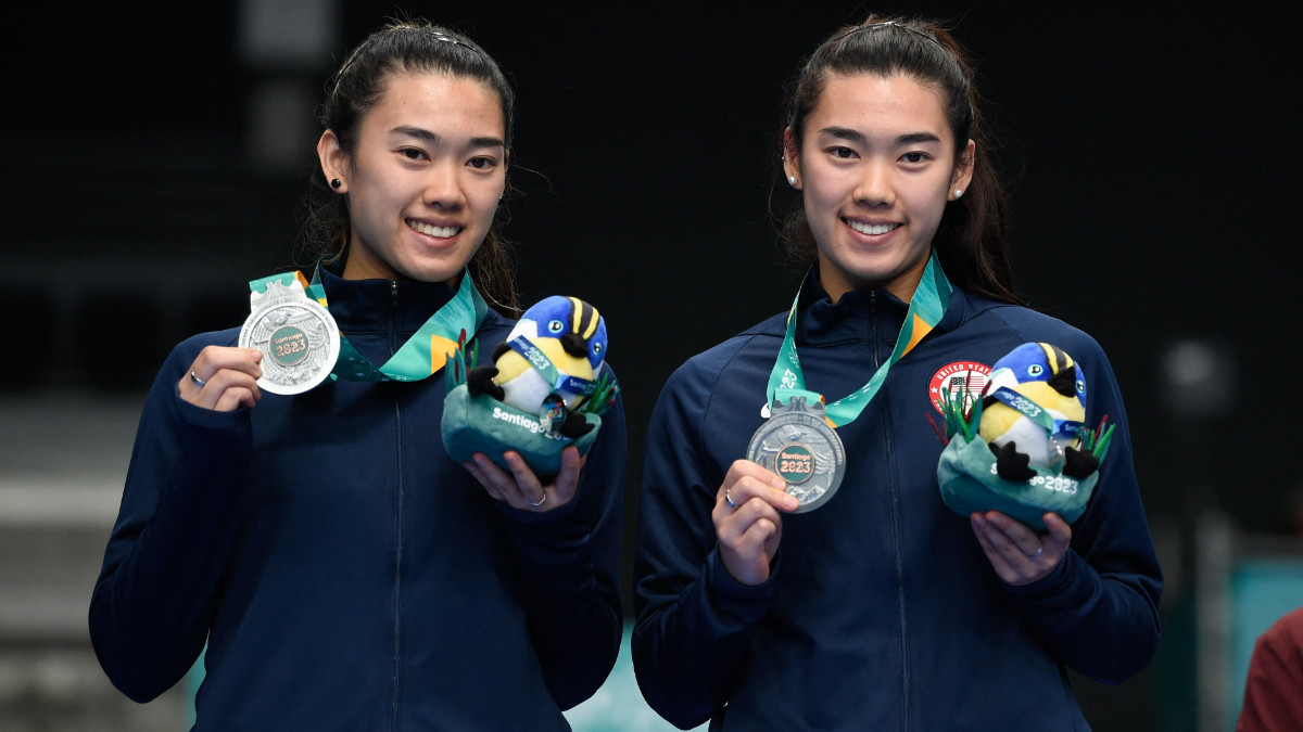 USA's Annie Xu (L) and Kerry Xu won silver at the 2023 Pan Am Games. GETTY IMAGES