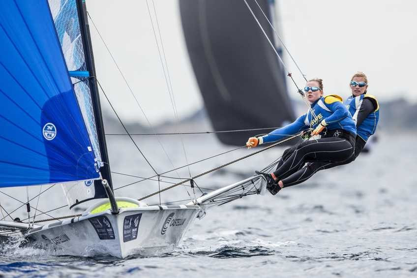 Sweden’s Lisa Ericson and Hanna Klinga picked up two wins to make a strong start to their 49erFX campaign at the Sailing World Cup in Hyères ©Sailing Energy/World Sailing