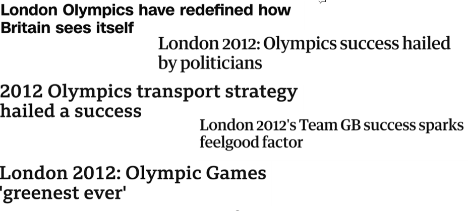 Headlines following the London 2012 Olympic and Paralympic Games 