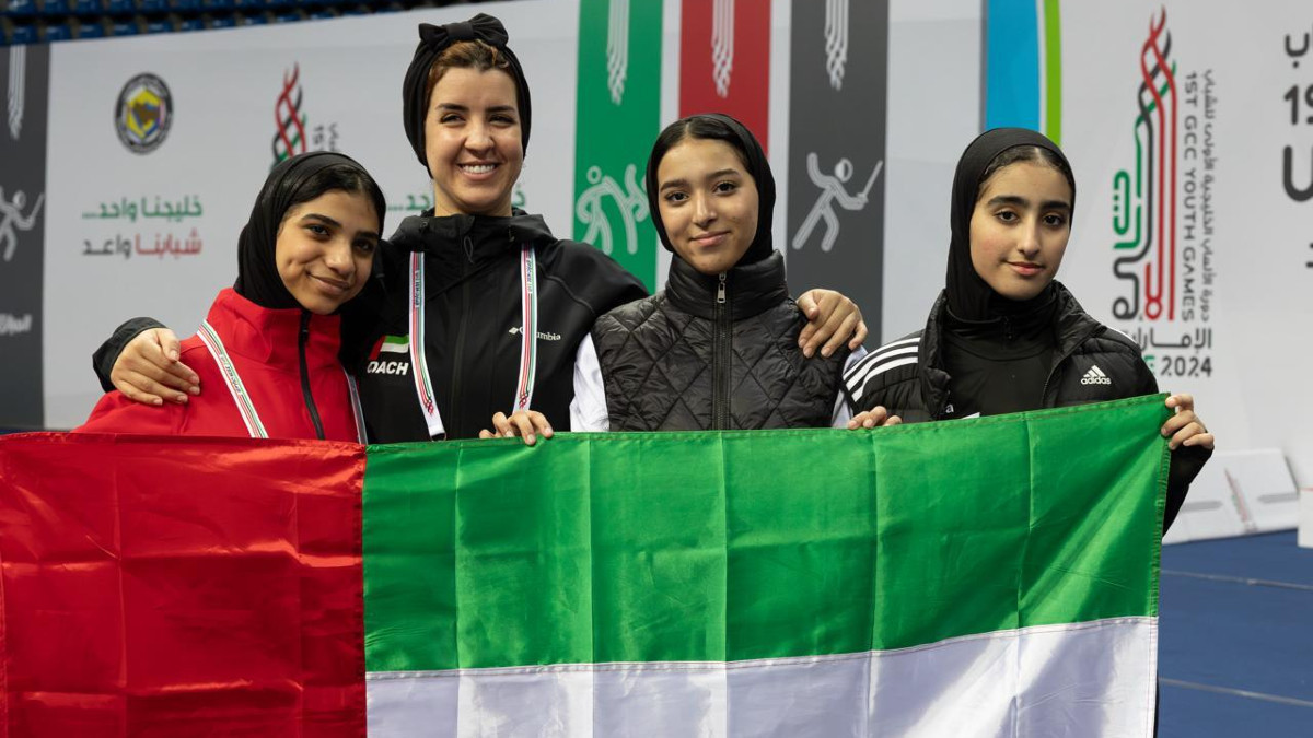 UAE girls' team at the Gulf Youth Games. UAE NOC