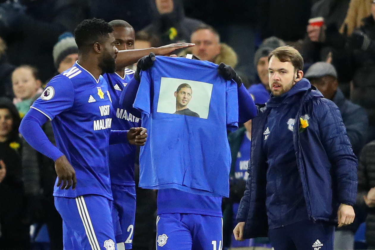 Cardiff show solidarity towards Sala during their Premier League match in 2019. GETTY IMAGES