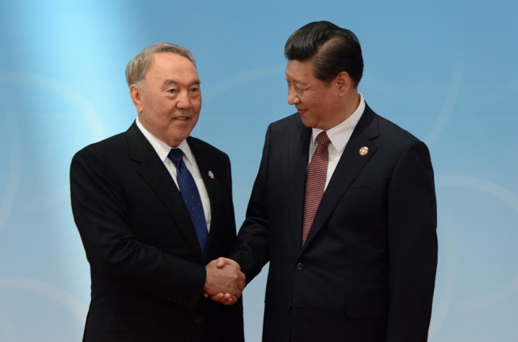 Kazakhstan President Nursultan Nazarbayev (left), ruler since Kazakh independence in 1991, has been less strong in his backing than Chinese counterpart Xi Jinping, although both have expressed their support  ©AFP/Getty Images