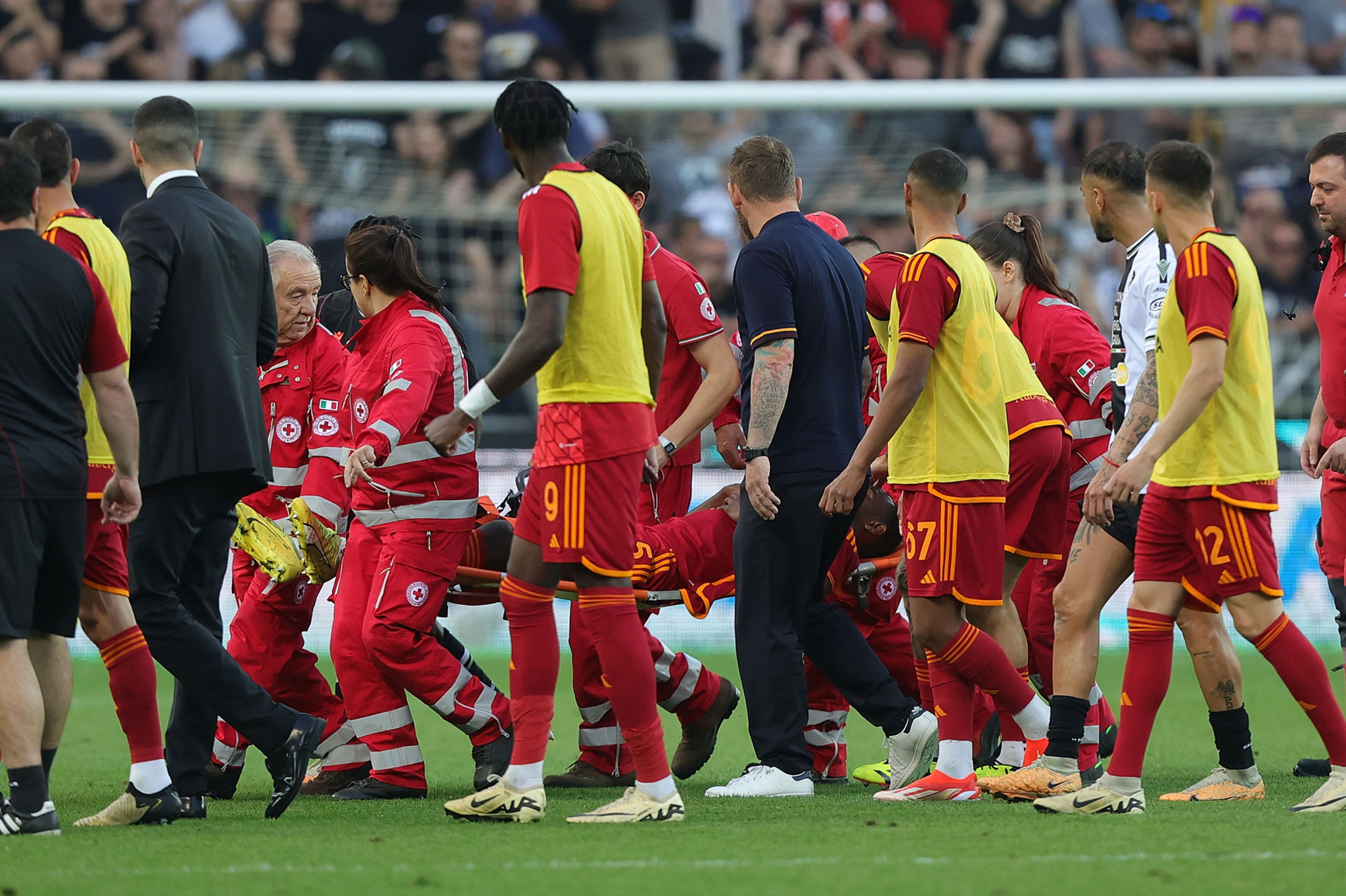Ndicka collapsed during Roma's 1-1 draw with Udinese but has since been given the all clear by doctors. GETTY IMAGES