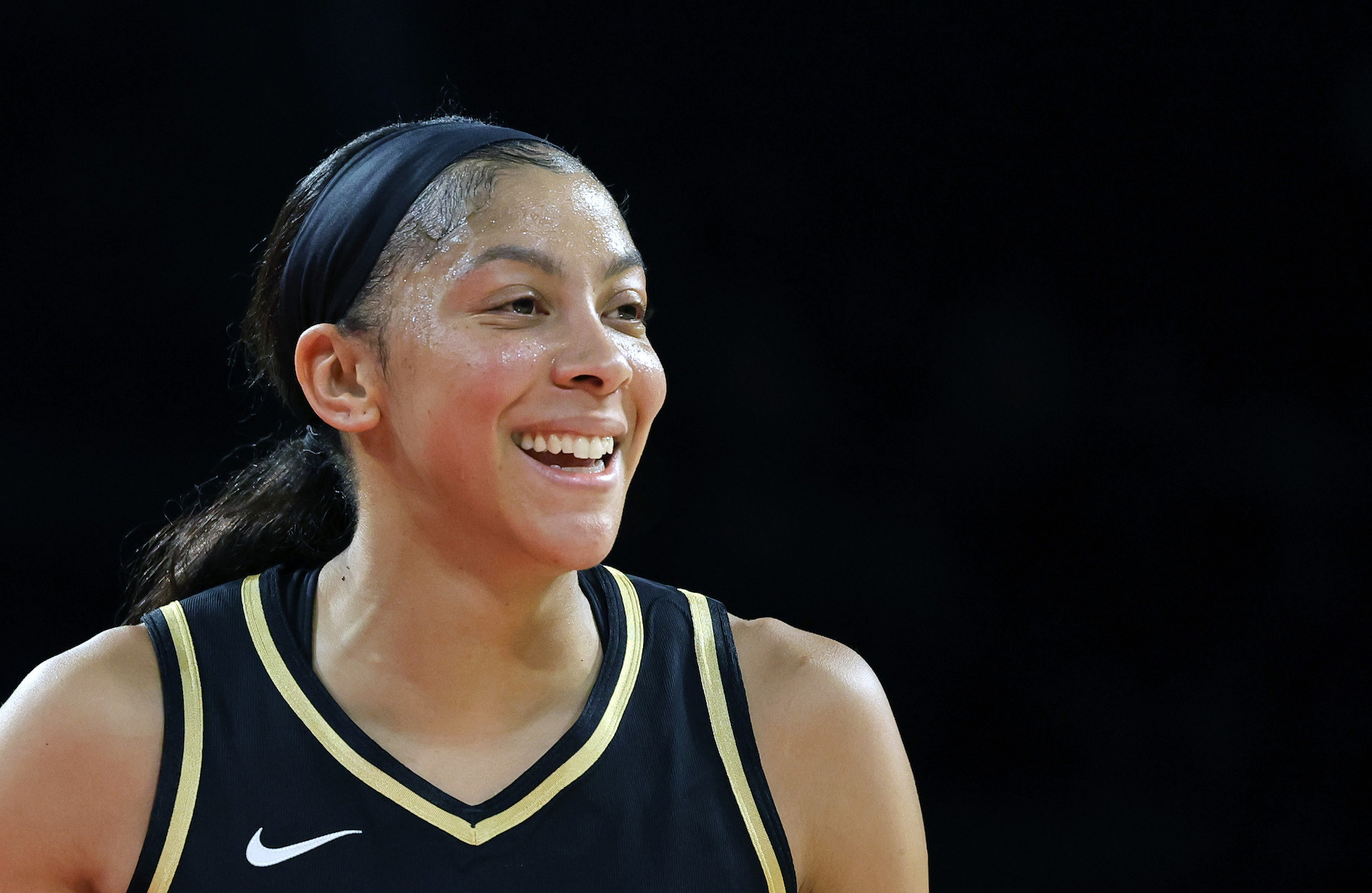 Candace Parker playing for the Las Vegas Aces. GETTY IMAGES
