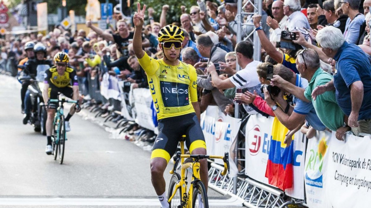 Egan Bernal in yellow for the 2019 Tour de France. GETTY IMAGES