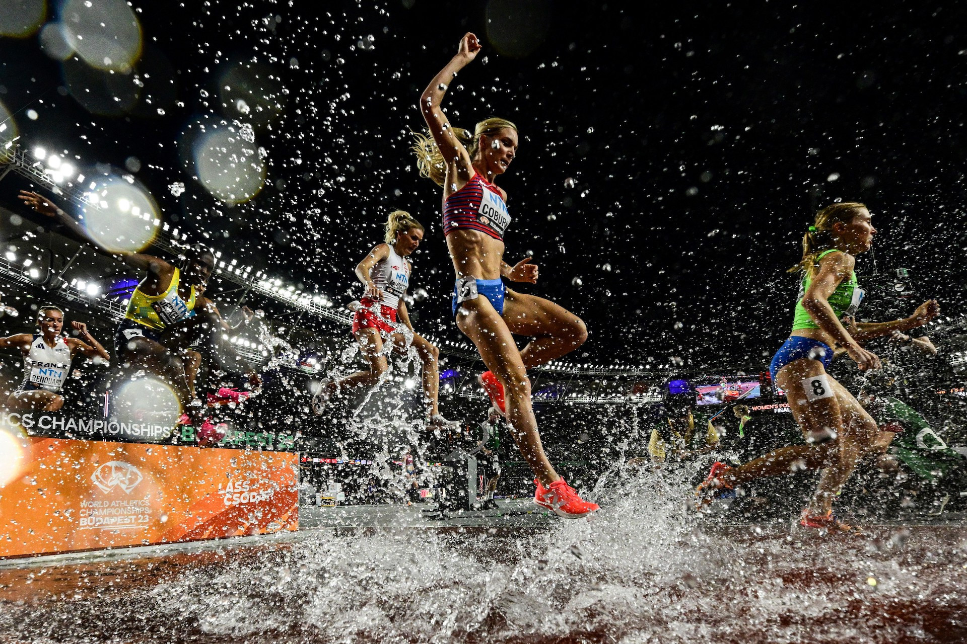  USA's Emma Coburn competes in the women's 3000m steeplechase during the World Athletics Championships. GETTY IMAGES