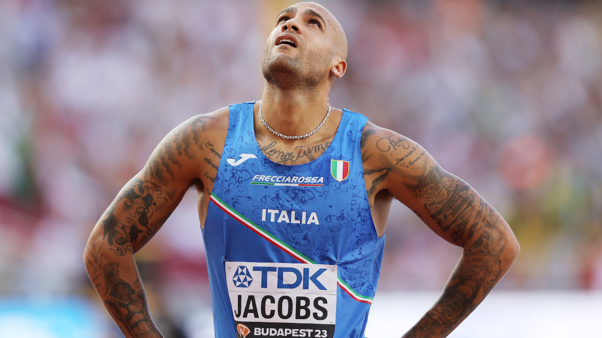 Marcell Jacobs at the World Athletics Championships Budapest 2023. GETTY IMAGES