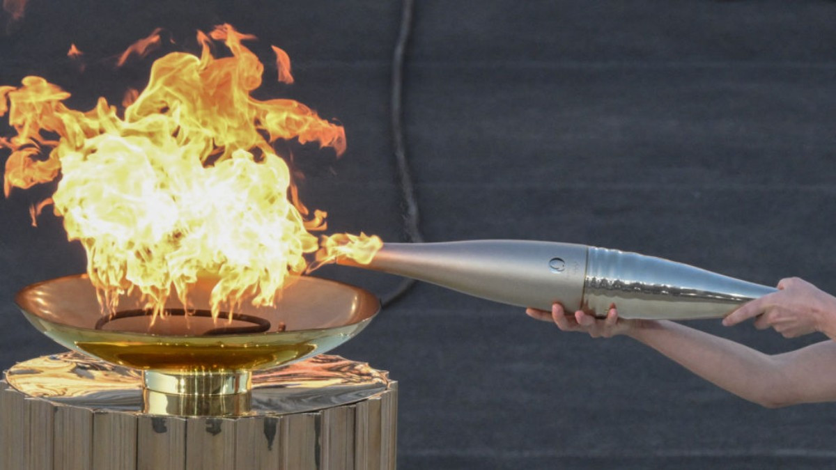 The Olympic flame left Olympia on 16 April and it will arrive in Marseille on 8 May. GETTY IMAGES