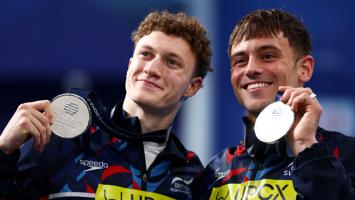 Noah Williams and Tom Daley won silver at the Doha 2024 World Aquatics Championships. GETTY IMAGES