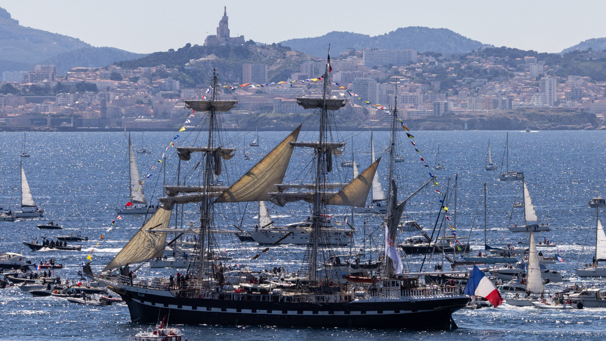 The 'Belem' has carried the Olympic Flame from Athens to Marseille. GETTY IMAGES