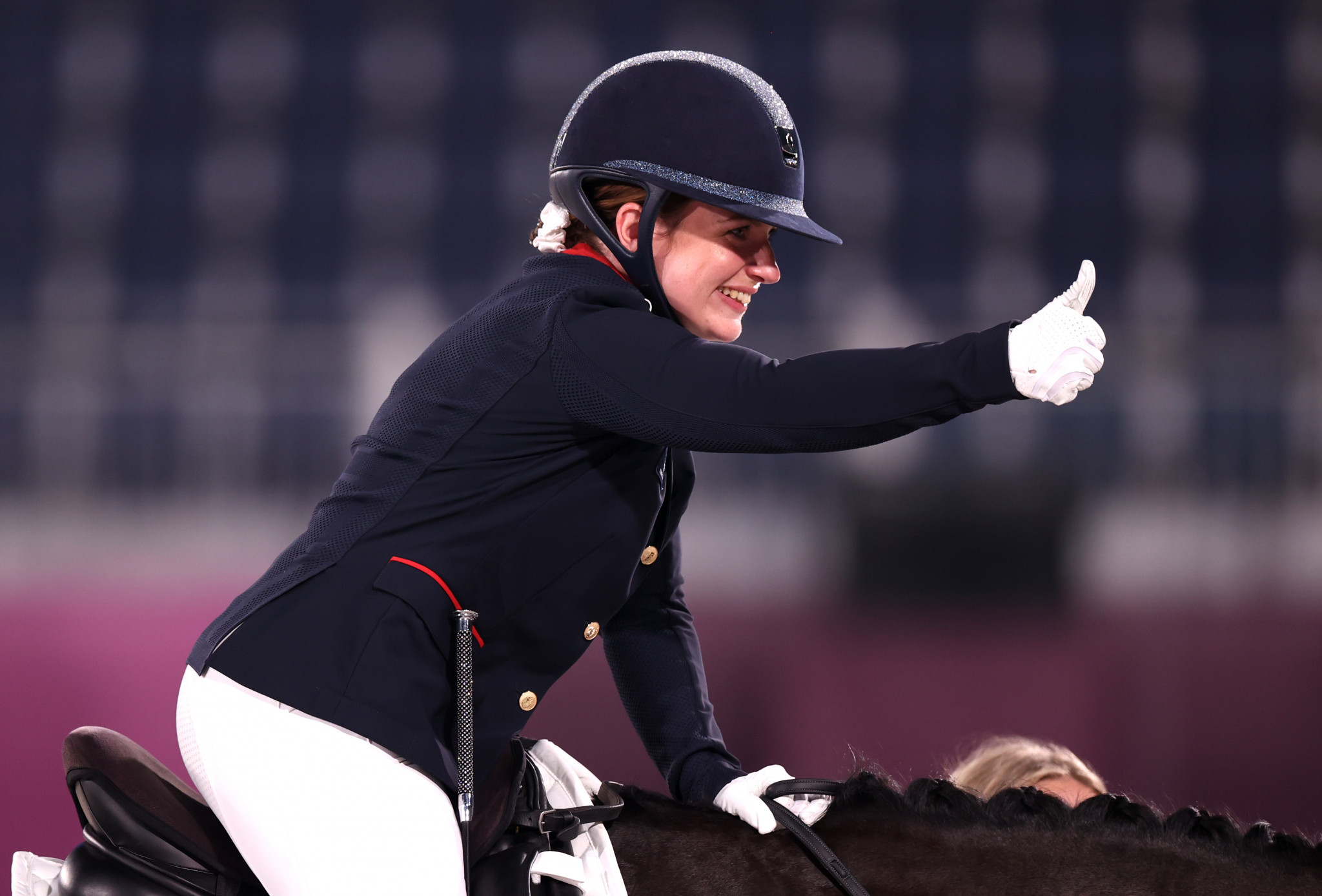 Equestrian ace Baker returned to winning ways following the birth of her baby. GETTY IMAGES