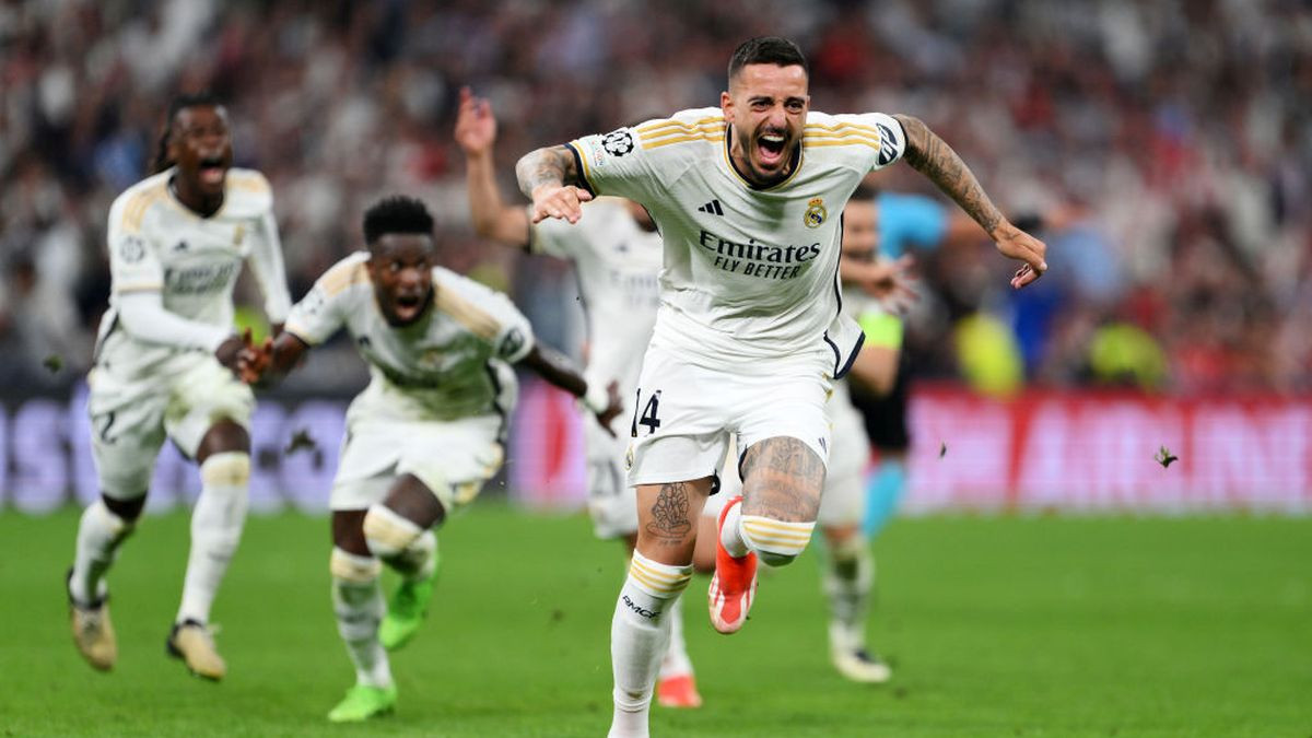 Joselu celebrates the dramatic goal that sent Real Madrid to the Champions League final. GETTY IMAGES