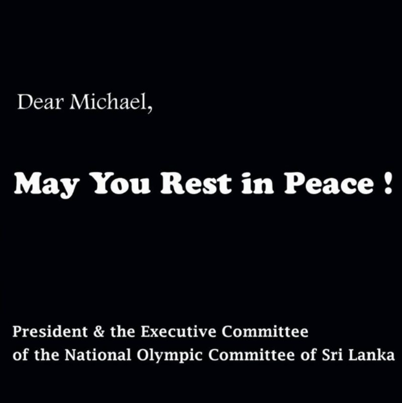 A message of condolence posted on the National Olympic Committee of Sri Lanka website ©NOC Sri Lanka