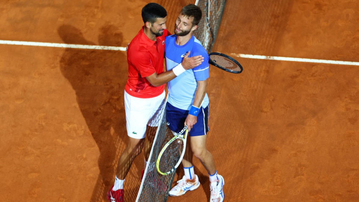 Djokovic after beating Moutet in Rome. GETTY IMAGES