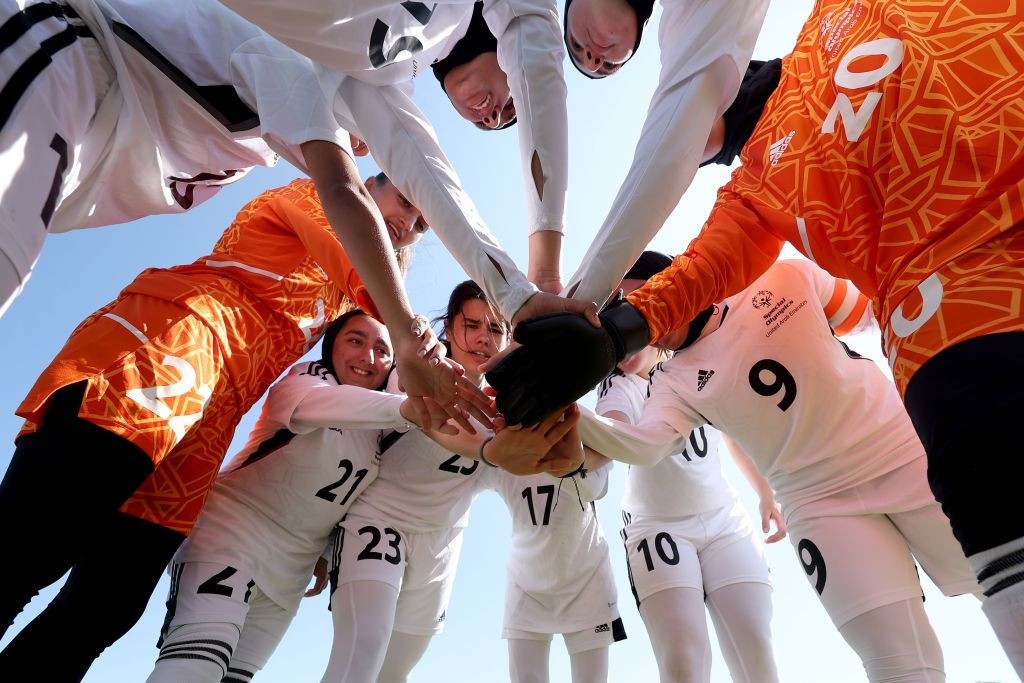 UAE players get ready to face Slovakia at the Special Olympics World Games Berlin 2023. GETTY IMAGES