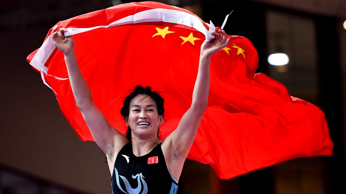 2023 Asian Games champion Zhou Feng (China) won Olympic quota in the 68 kg category. GETTY IMAGES