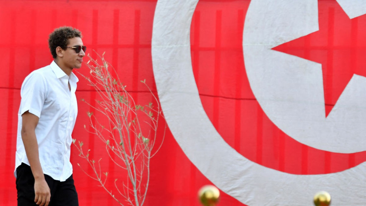 The Tunisian flag was covered as a sanction by WADA in a swimming event in Radès. GETTY IMAGES