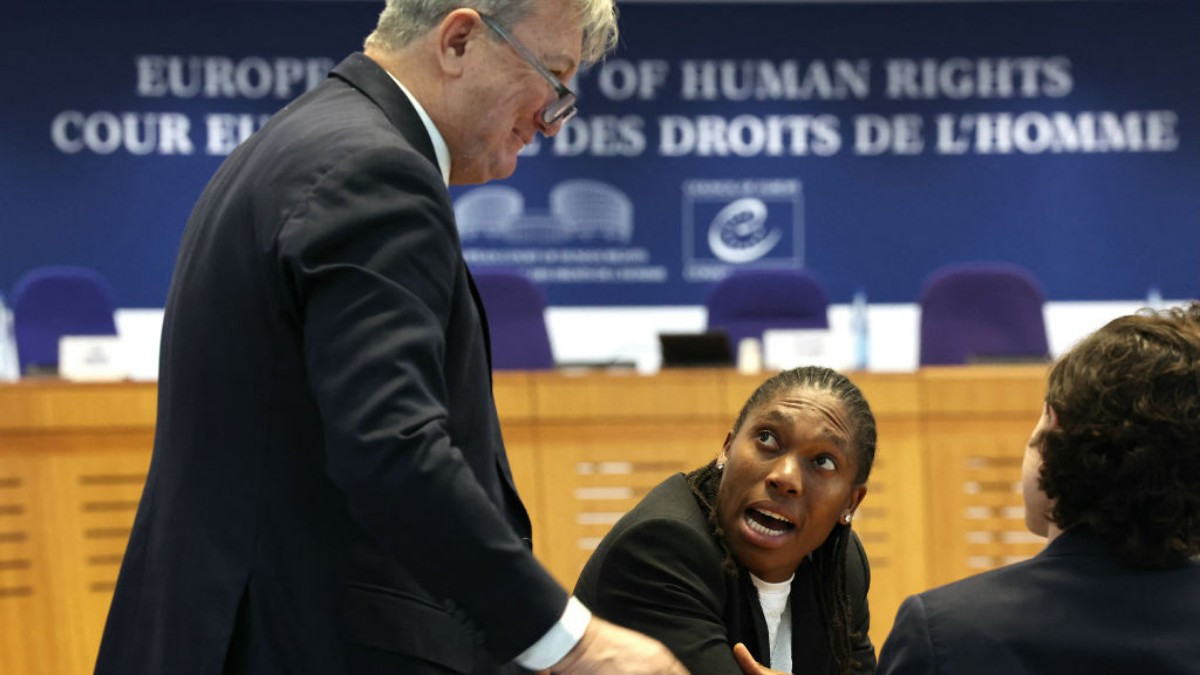 Semenya next to one of her lawyers at the hearing of the European Court of Human Rights. GETTY IMAGES