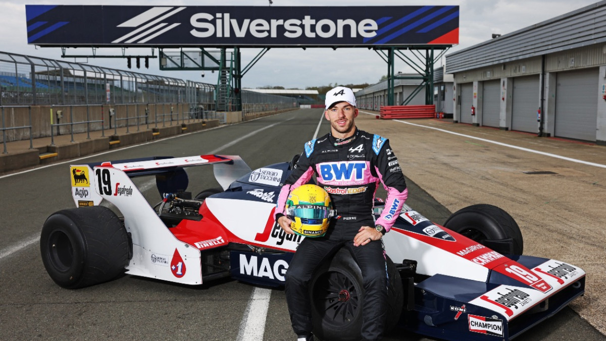 Pierre Gasly, driver for the team where the great Ayrton Senna made his debut, at the Silverstone Festival tribute. SILVERSTONEFESTIVAL