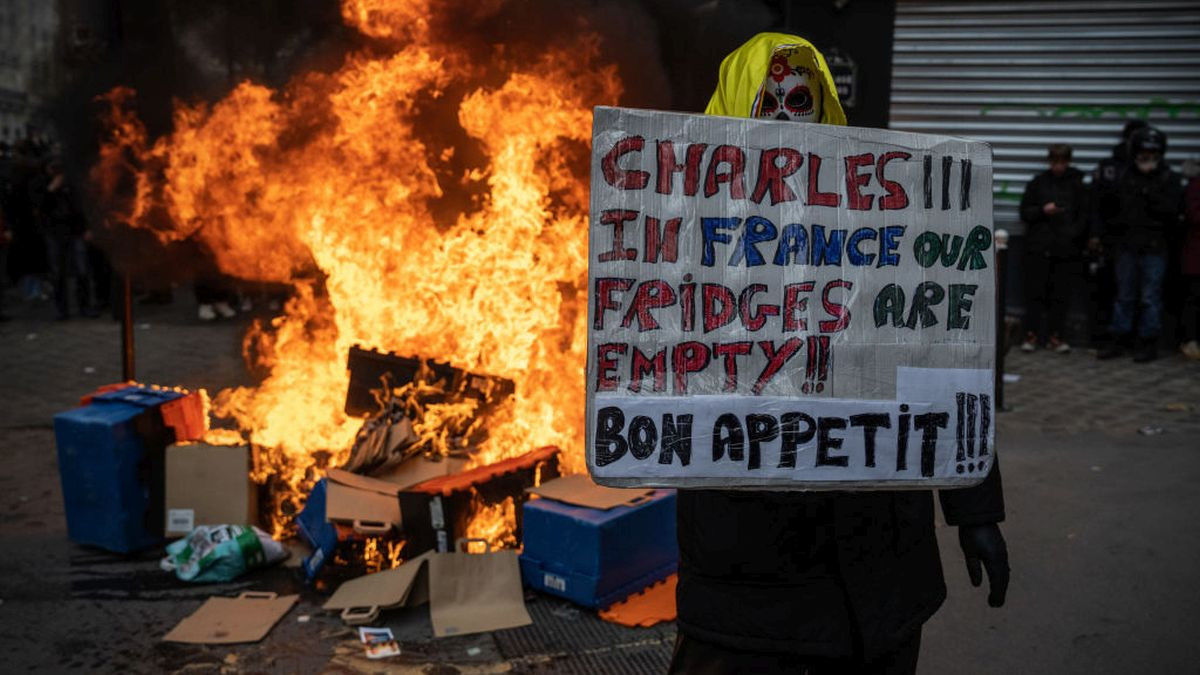The 10th day of nationwide protests in 2023 in France against the pension reforms are also calling out the police brutality from pervious strikes. GETTY IMAGES