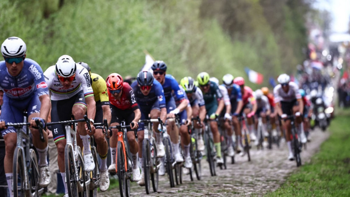 Van der Poel at the 2024 Paris-Roubaix, which he was the winner of. GETTY IMAGES