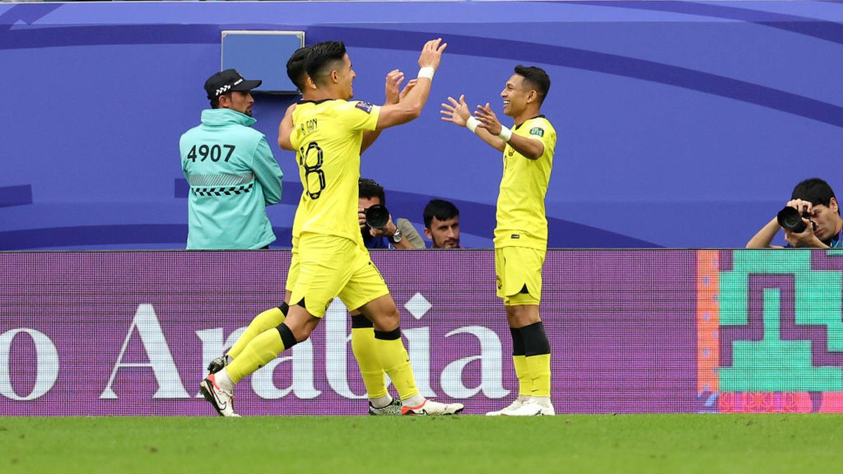 Faisal Halim of Malaysia celebrates scoring his team's first goal during the AFC Asian Cup versus South Korea on January 2024 in Qatar. GETTY IMAGES
