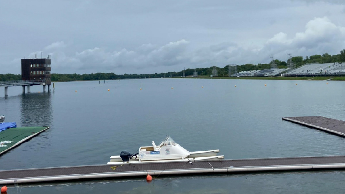 View from the start at the Paris 2024 canoe sprint course. (c) ICF