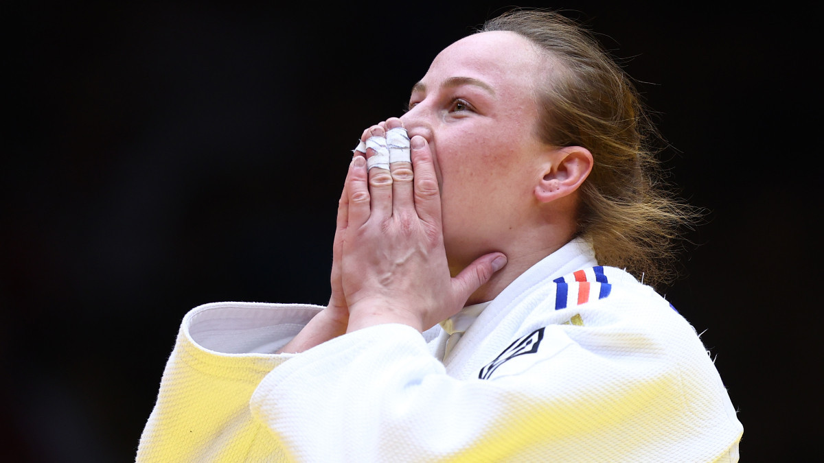 Margaux Pinot's (France) emotions after winning gold medal at the 2024 World Championships. GETTY IMAGES