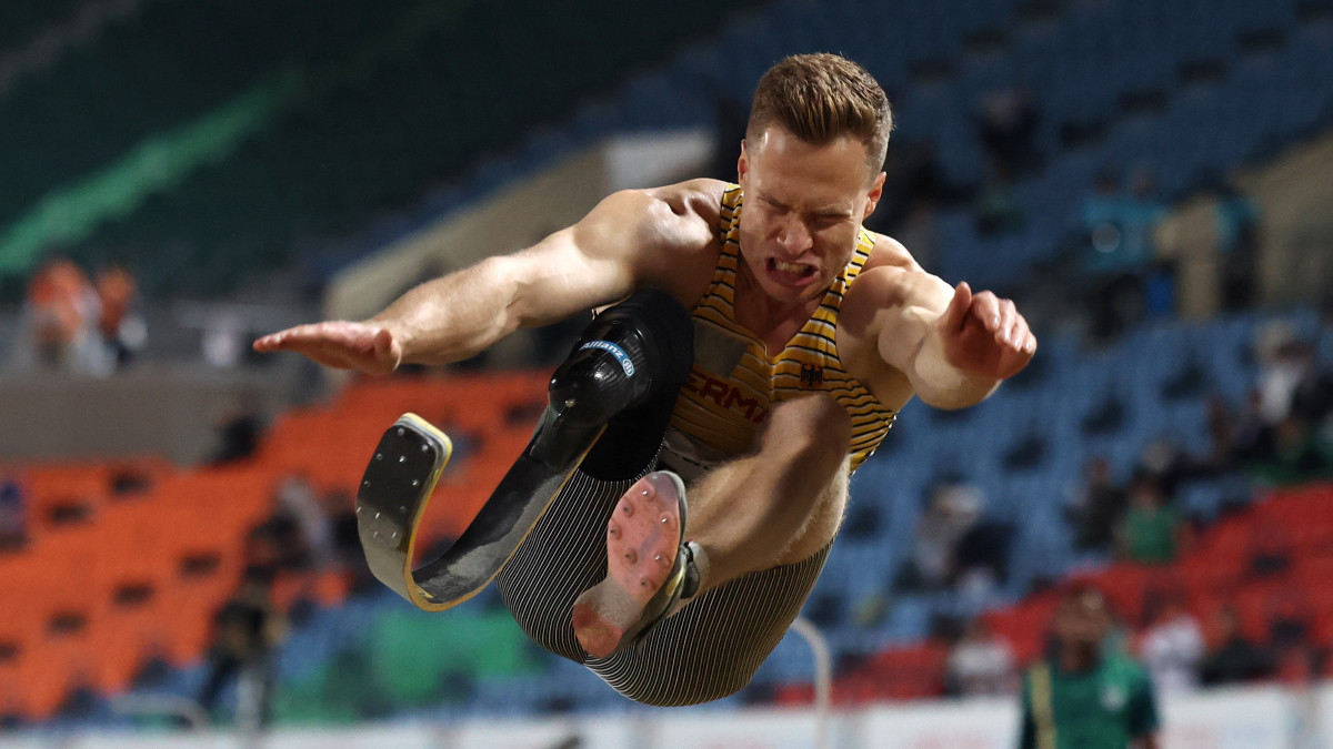 'Blade Jumper' Markus Rehm won a seventh long jump world title in Kobe. GETTY IMAGES
