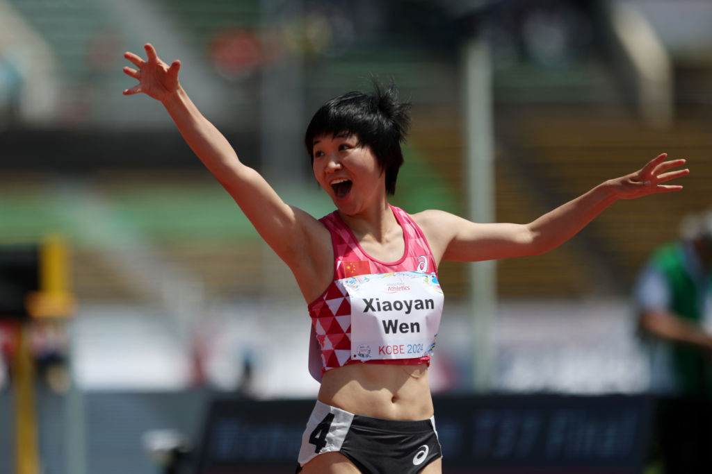 Wen Xiaoyan beat her own world record on the final day of the Para Athletics World Championships. GETTY IMAGES
