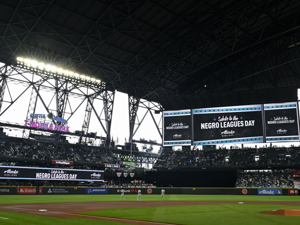 "Salute to the Negro Leagues Day" displayed at T-Mobile Park in Seattle. GETTY IMAGES