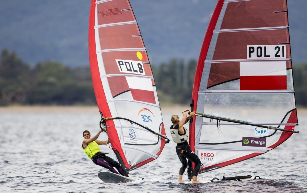 Olympic bronze medallist Zofia Noceti-Klepacka, left, was another Polish windsurfer to enjoy a successful day ©Getty Images