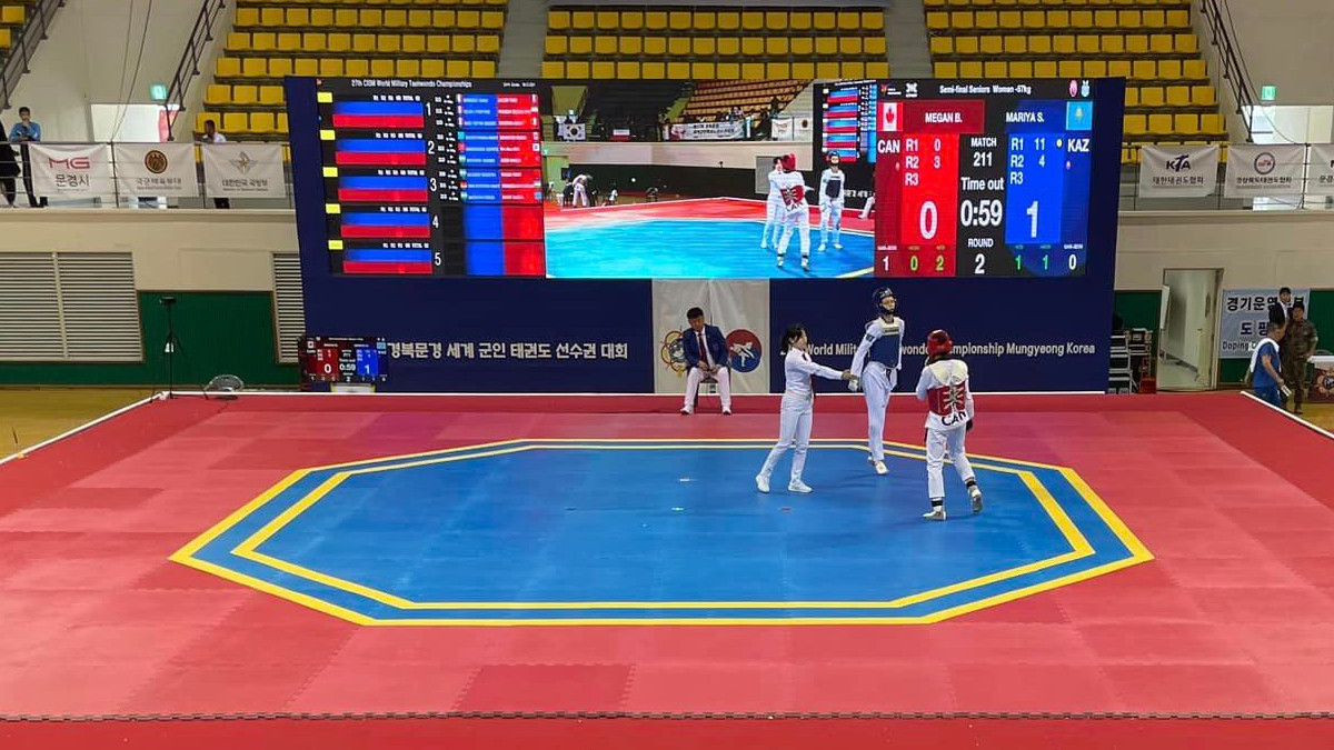 Action from the second day of the World Military Taekwondo Championship. KPNP