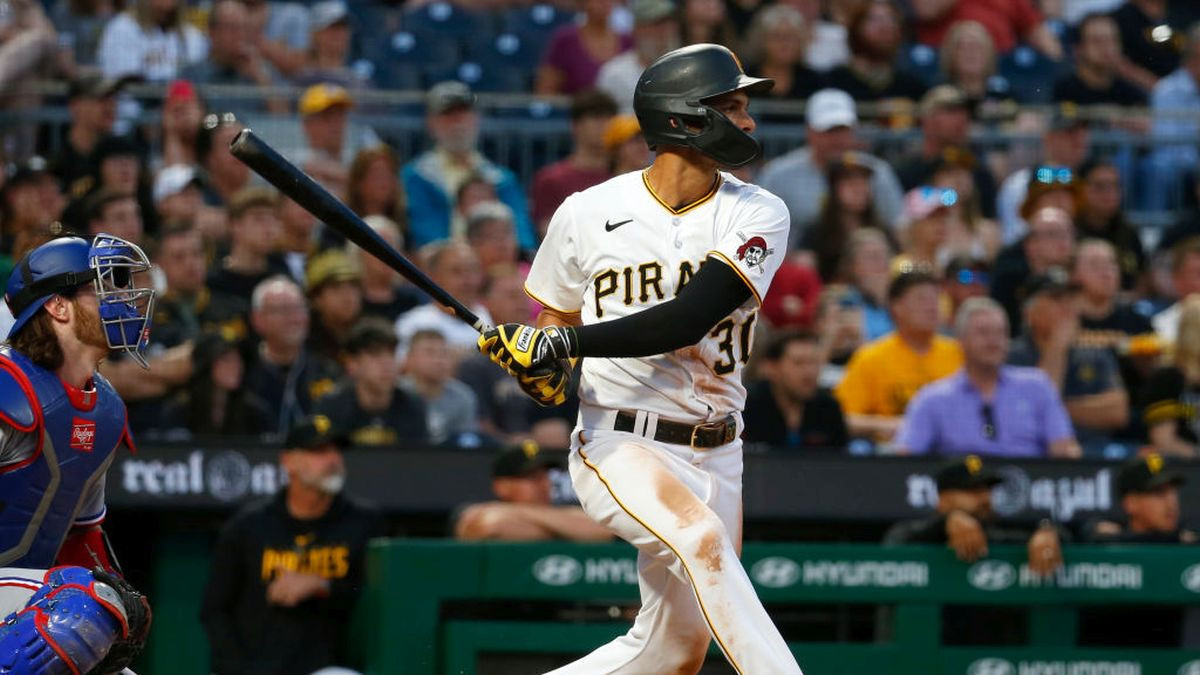 Tucupita Marcano #30 of the Pittsburgh Pirates throws to first base during the third inning against the Arizona Diamondbacks on July 2023. GETTY IMAGES