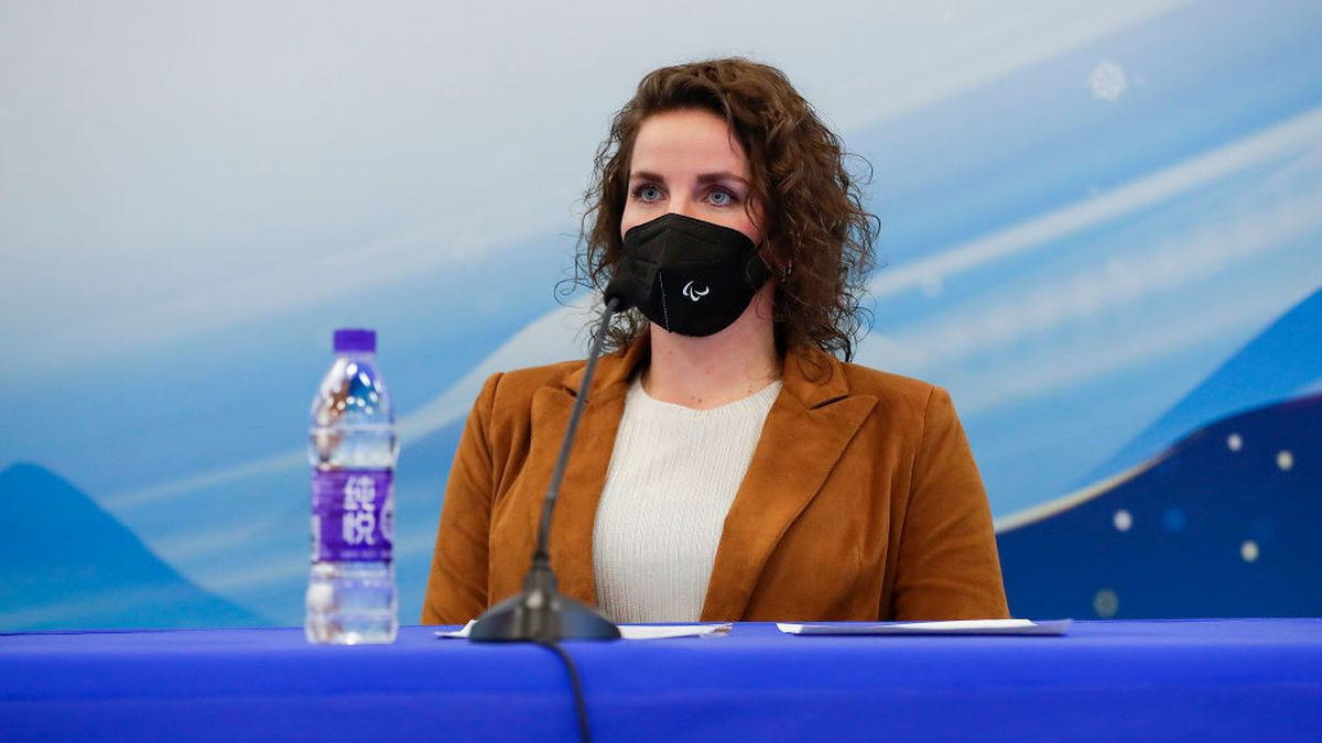 Chairperson of the International Paralympic Committee (IPC) Athletes' Council Jitske Visser during a IPC briefing in Beijing Paralympic Games. GETTY IMAGES
