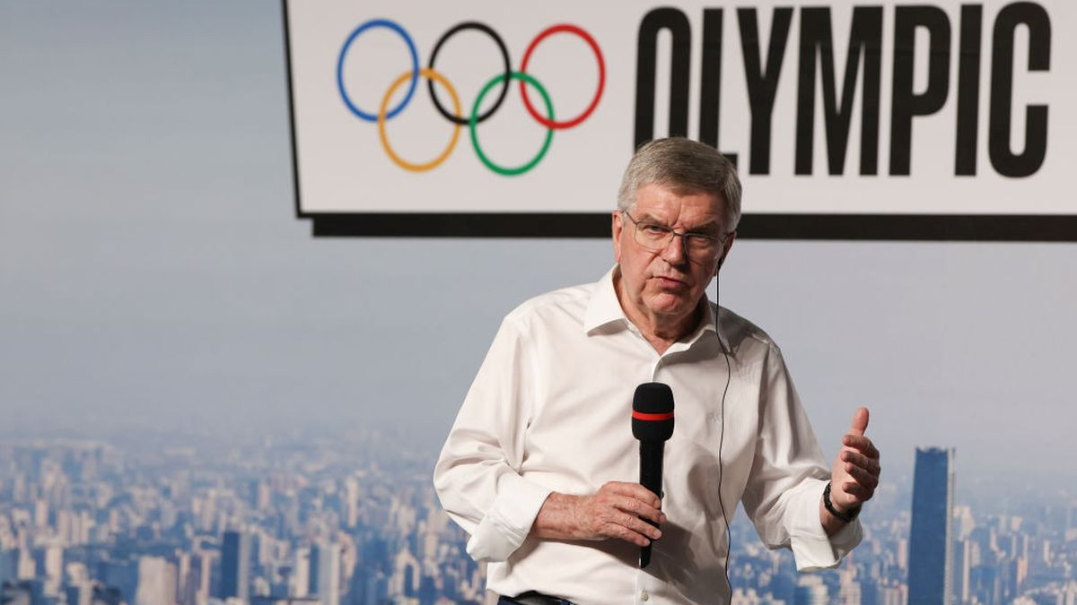 IOC President Thomas Bach speaks in a press conference during 2024 Olympic Qualifier Series on 19 May 2024 in Shanghai, China. GETTY IMAGES
