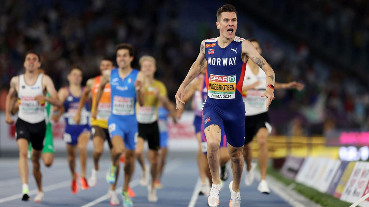 Jakob Ingebrigtsen win the Gold medal in the Men’s 1500m European Final. GETTY IMAGES
