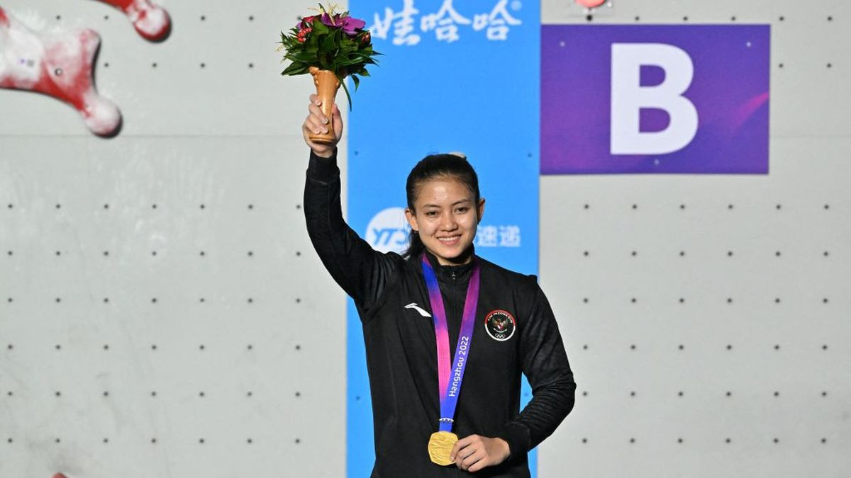 Indonesia's gold medallist Desak Made Rita Kusuma Dewi at the Hangzhou 2022 Asian Games. GETTY IMAGES