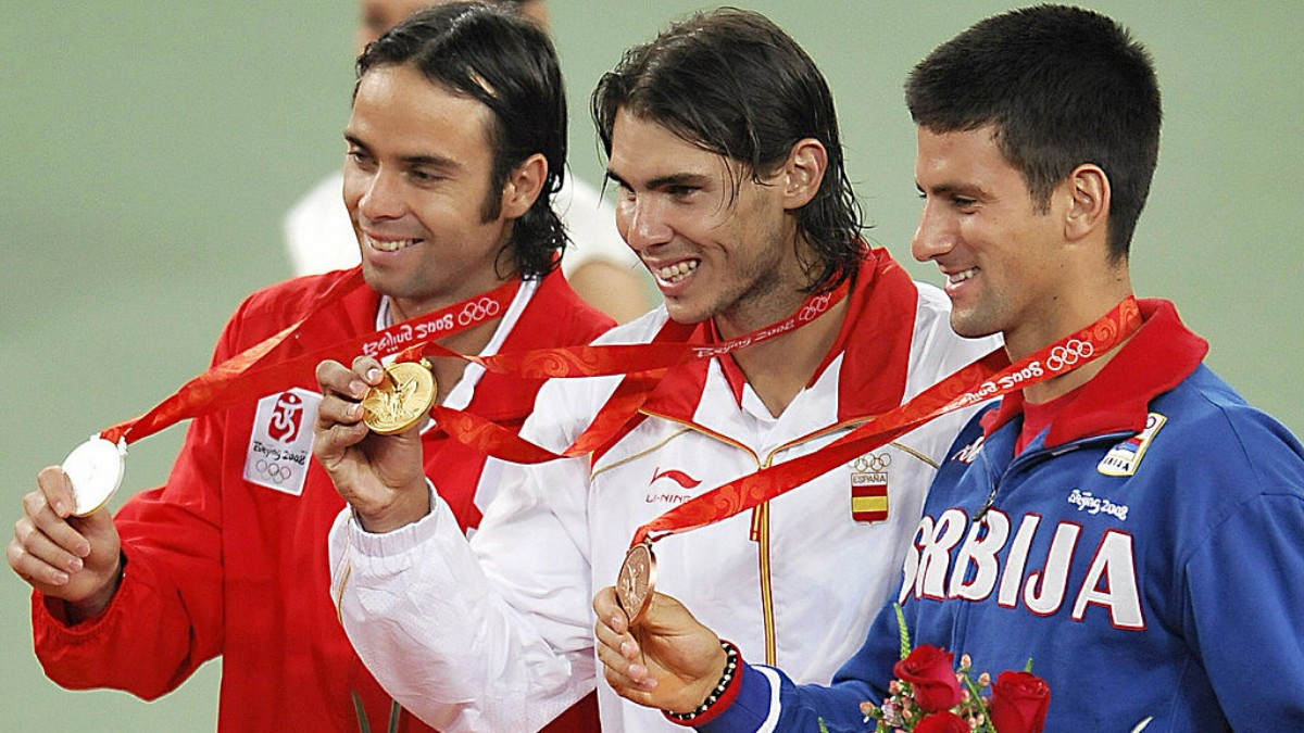 Djokovic, with his only Olympic medal on the podium in Beijing 2008. GETTY IMAGES