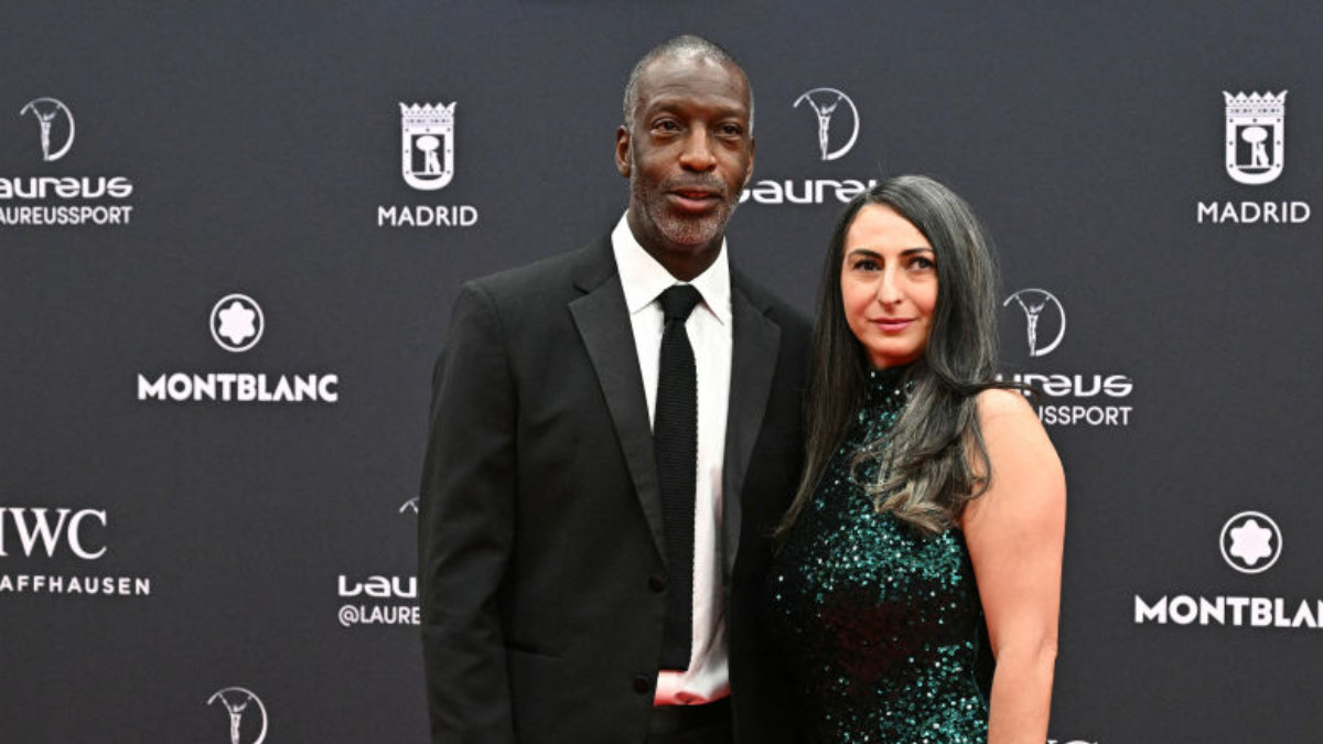 Michael Johnson and his partner pose on the Red Carpet ahead of the 25th Laureus World Sports Awards gala in Madrid on April 2024. GETTY IMAGES